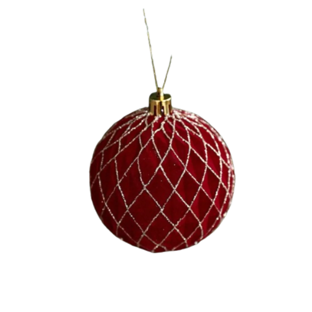 

8cm Velvet Christmas Ball Pendant Flocked Glitter Christmas Hanging Balls Set Shatterproof Reusable Xmas Tree Ornaments