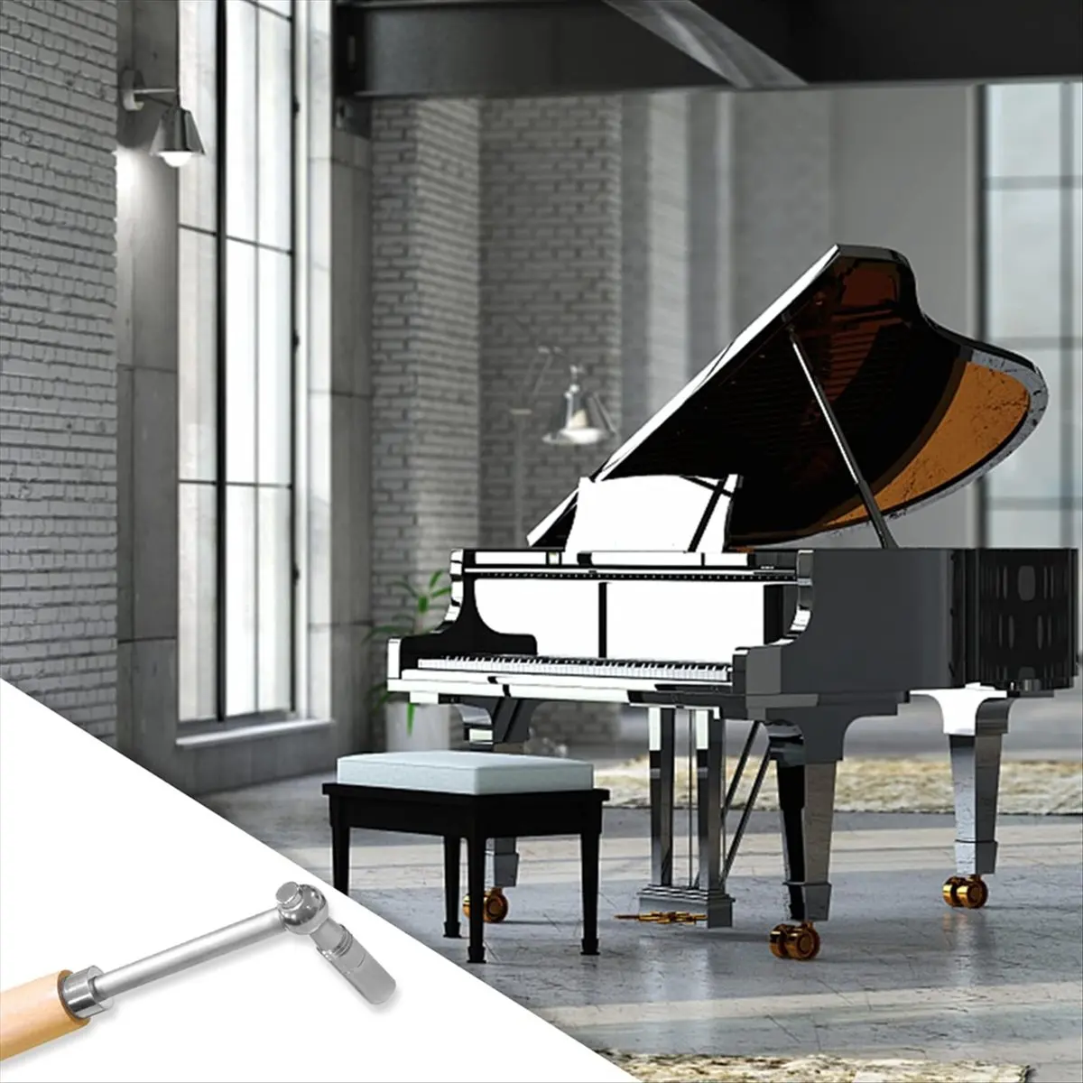 Professionele Piano Tuning Kit, 7PCS Piano Tuner Hammer Mute Tools Kit, Stemsleutel Piano Tuning Lever Tools [AA74-AAA]