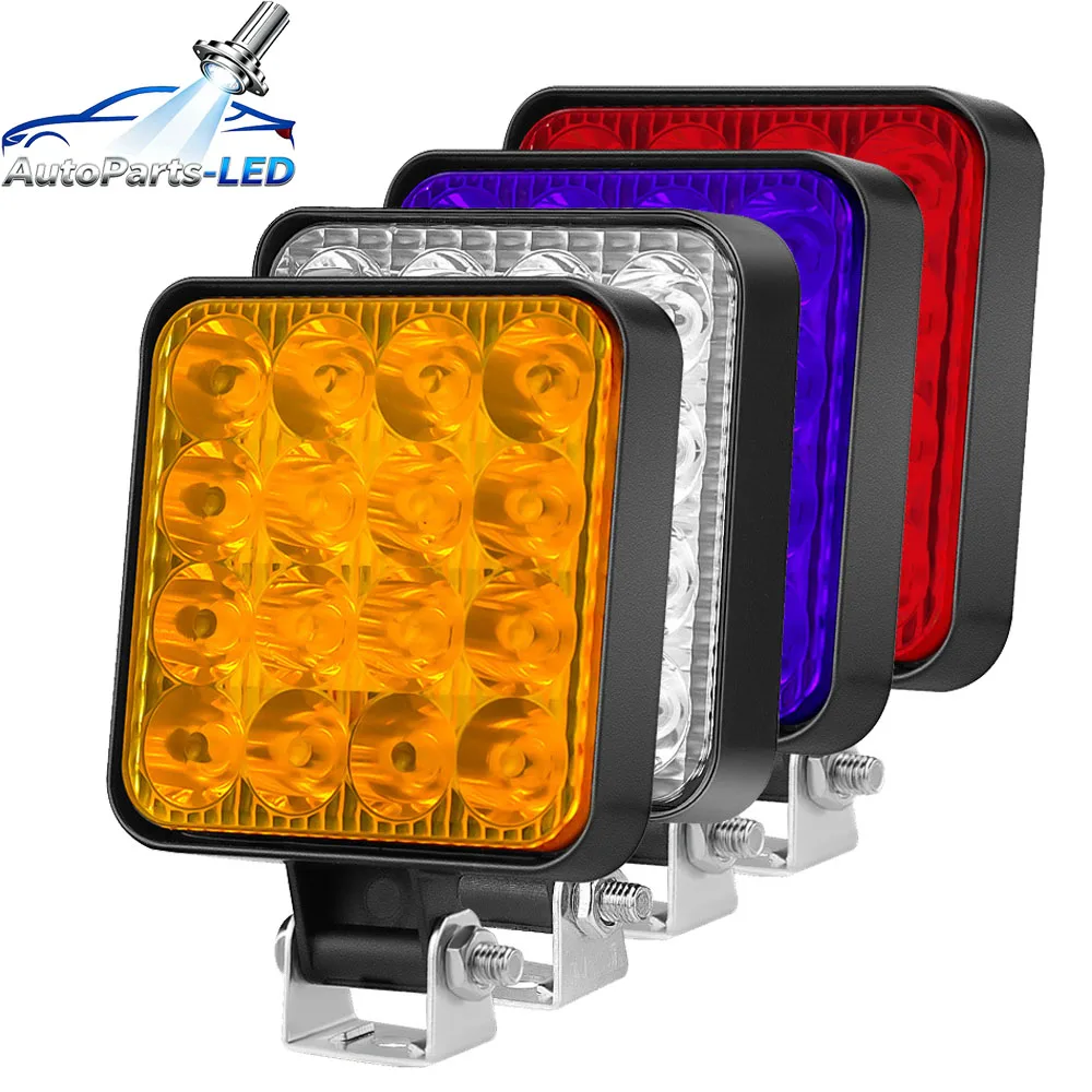 

10pcs 12V Waterproof Led Work Light Bar Square Spotlight 48W Work Light Headlight For SUV Truck Off Road Night Driving Light