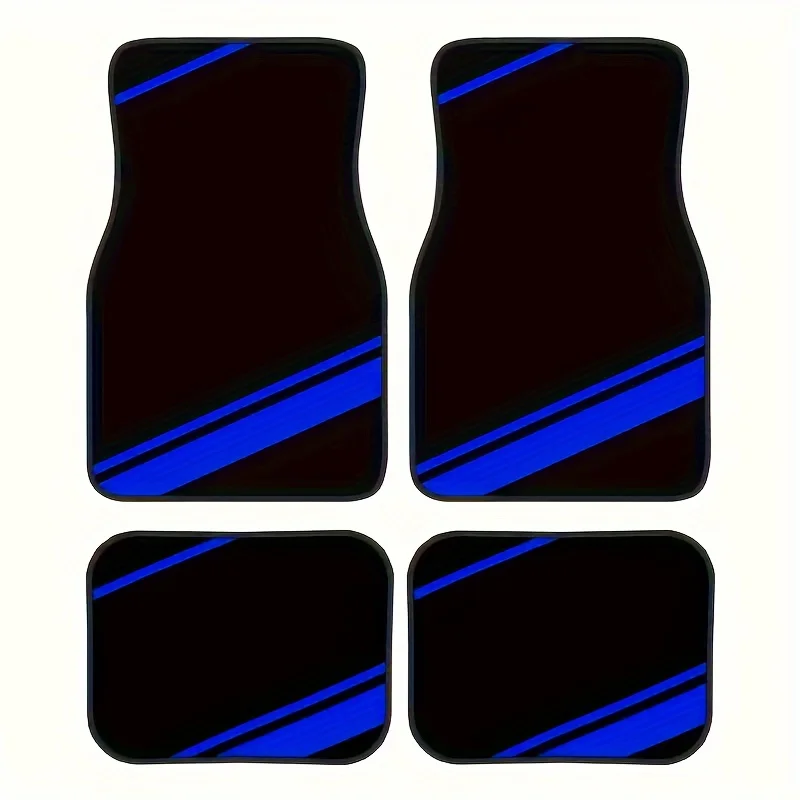 

Blue Stripes 4pcs Car Floor Mats Set, Blue Stripes, Absorbent, Non-Slip, Washable Polyester - Ideal Gift for Men & Women
