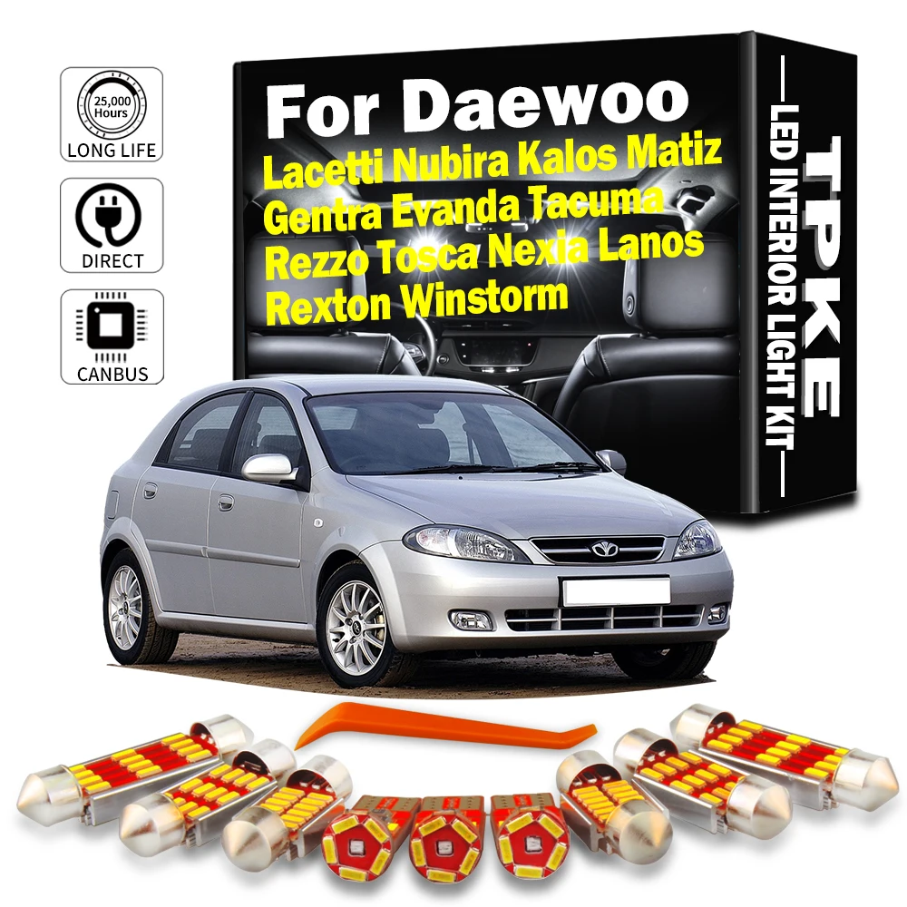 Interior Light Kit For Daewoo Lacetti Nubira Kalos Matiz Tosca Nexia Lanos Rexton Winstorm Gentra Evanda Tacuma Rezzo LED Bulbs