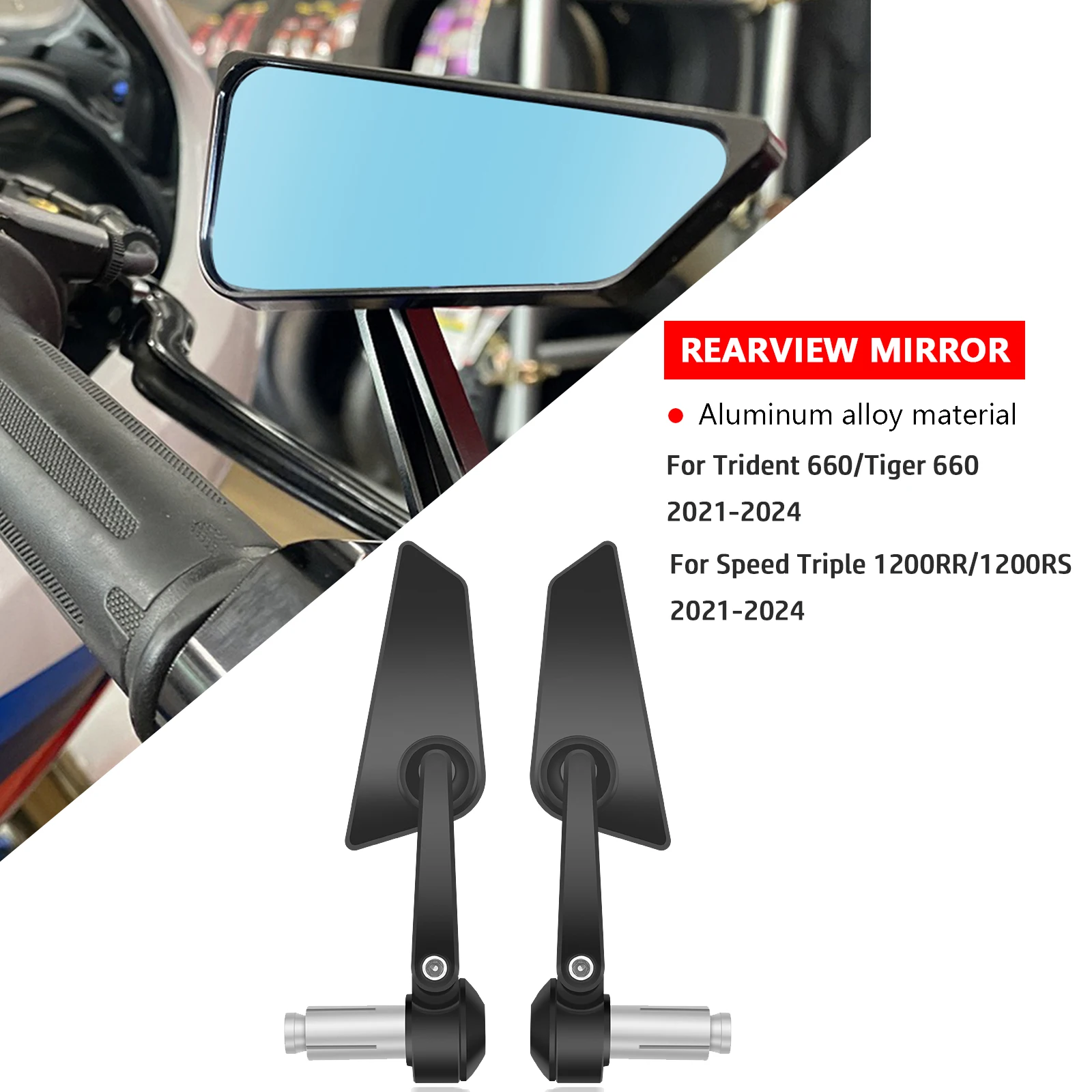 For Trident 660 Tiger 660 Speed Triple 1200 RR 1200RS 2021-2024 motorcycle universal rearview mirror side rear view reversing