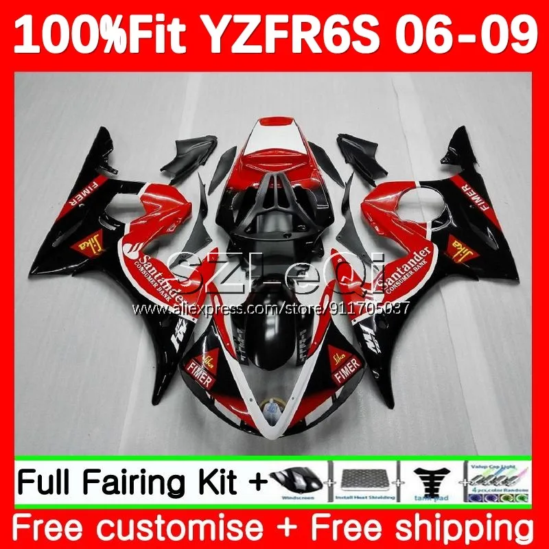 Injection Body + Decal For YAMAHA YZF Santander R6S R6 S YZFR6S 06 07 08 09 127No.20 YZF-R6S 2006 2007 2008 2009 OEM Fairing