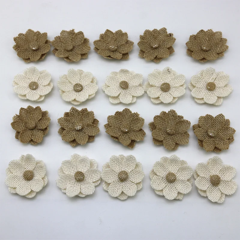 (10Pcs/pack) 60mm Jute Coarse Linen Artificial Flower Retro Style Decoration Party Craft Accessories Handmade Gift Decorations