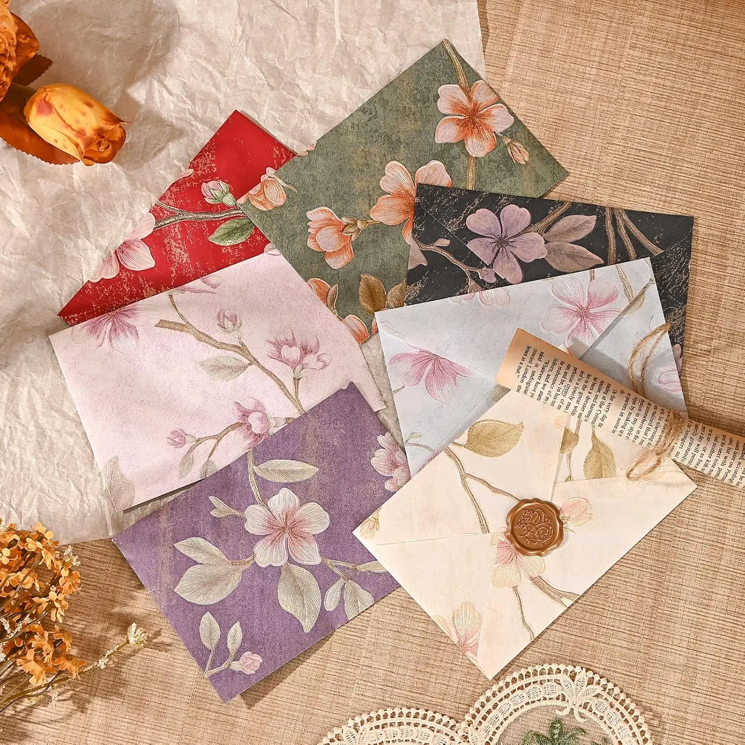 

Набор из 20 винтажных тисненых конвертов премиум-класса для приглашений на свадьбу, день рождения, выпускной, Рождество, вечеринку