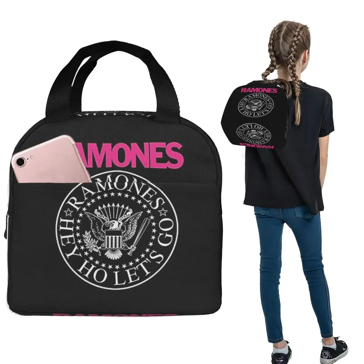 The Ramone Merch Insulated Lunch Bag for Women Kids Leakproof Food Boxes Thermal Lunch Box Tote