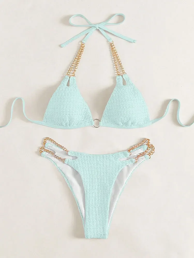 Zestaw Bikini Łańcuszkowy w Stylu 2025 Strój Kąpielowy Plażowy Damski Tankini Mujer Maio Biquinis Banador Femme Badpak Monokini