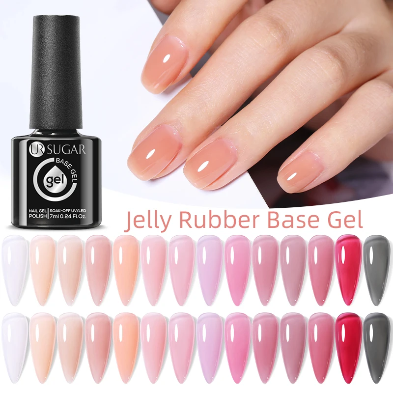 UR SUGAR 7ML Jelly Nude Rubber Base Gel Crystal traslucido Color Construction Gel UV Semi permanente Soak Off UV LED vernice