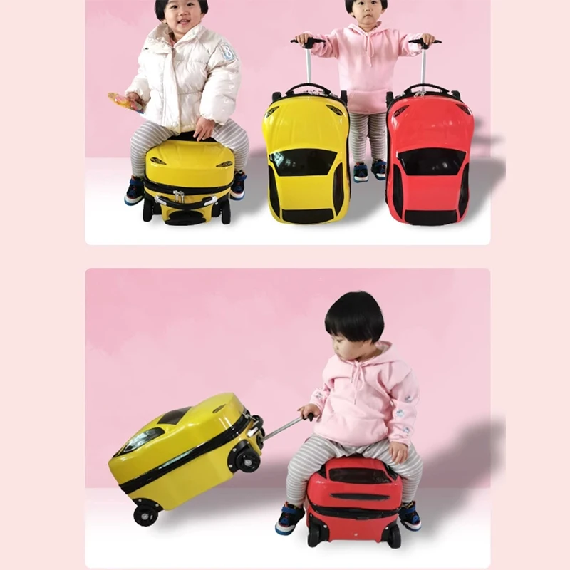 18 Inch 3D Cartoon Car Suitcase Can Sit and Ride on Luggage Kids Trolley Case Travel Suitcase