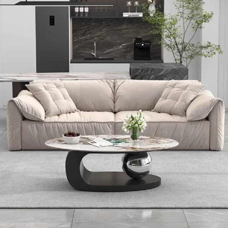 Mesa De centro estética italiana, mesa De centro De lujo De diseño nórdico ovalado dorado, Muebles De Sala únicos De madera modernos, Muebles para el hogar