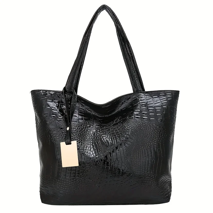 fashion large capacity crocodile women shoulder bags pu leather lady handbags silver gold hand bags big tote bag