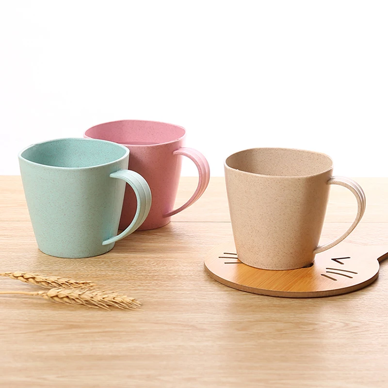 Plastic Eco-Friendly Wheat Straw Cup, Coffee Tea Milk Drink Cup, Toothbrush Cup for Home Bathroom, Juice Mug, 301-400ml