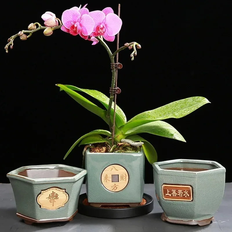 Creative Ceramic vintage Flower Pot Simple Succulent Plant Container Green Planters Bonsai Pots Flowerpot Home Decoration
