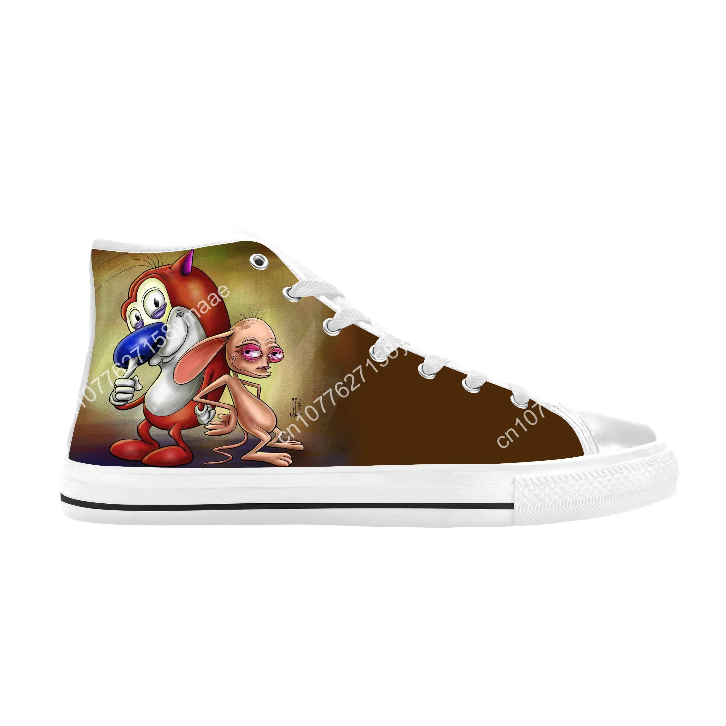 Show Anime Cartoon Stimpy Manga Comic Game Ren Casual Cloth Shoes High Top Comfortable Breathable 3D Print Men Women Sneakers