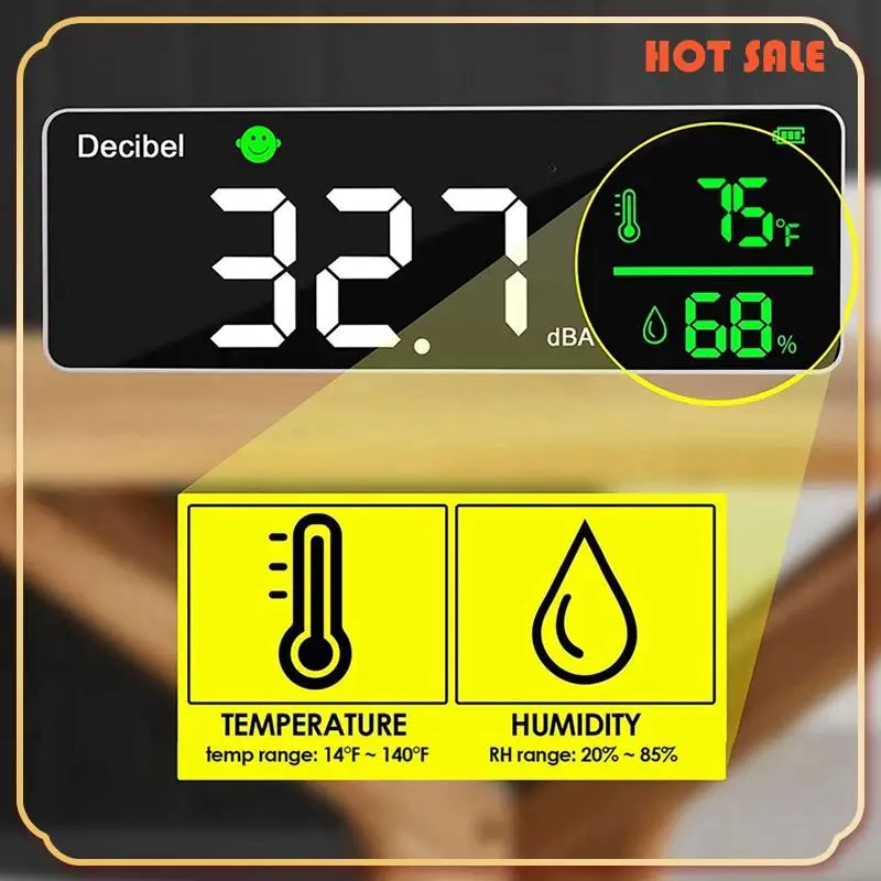 ABFA 2X 3-в-1 децибеловый измеритель уровня звука + влажность и температура. Измеритель шума в классе, измеритель SPL и DB
