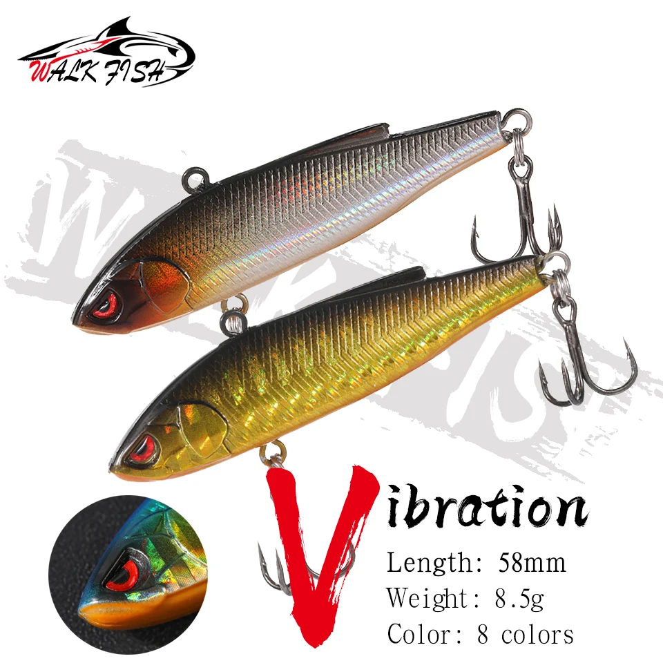 Loogdeel 1PCS New VIB Sinking Fishing Lure Ice Jigging 58mm 8.5g Hard Plastic Vibration Winter Bass Pike Artificial Tackle