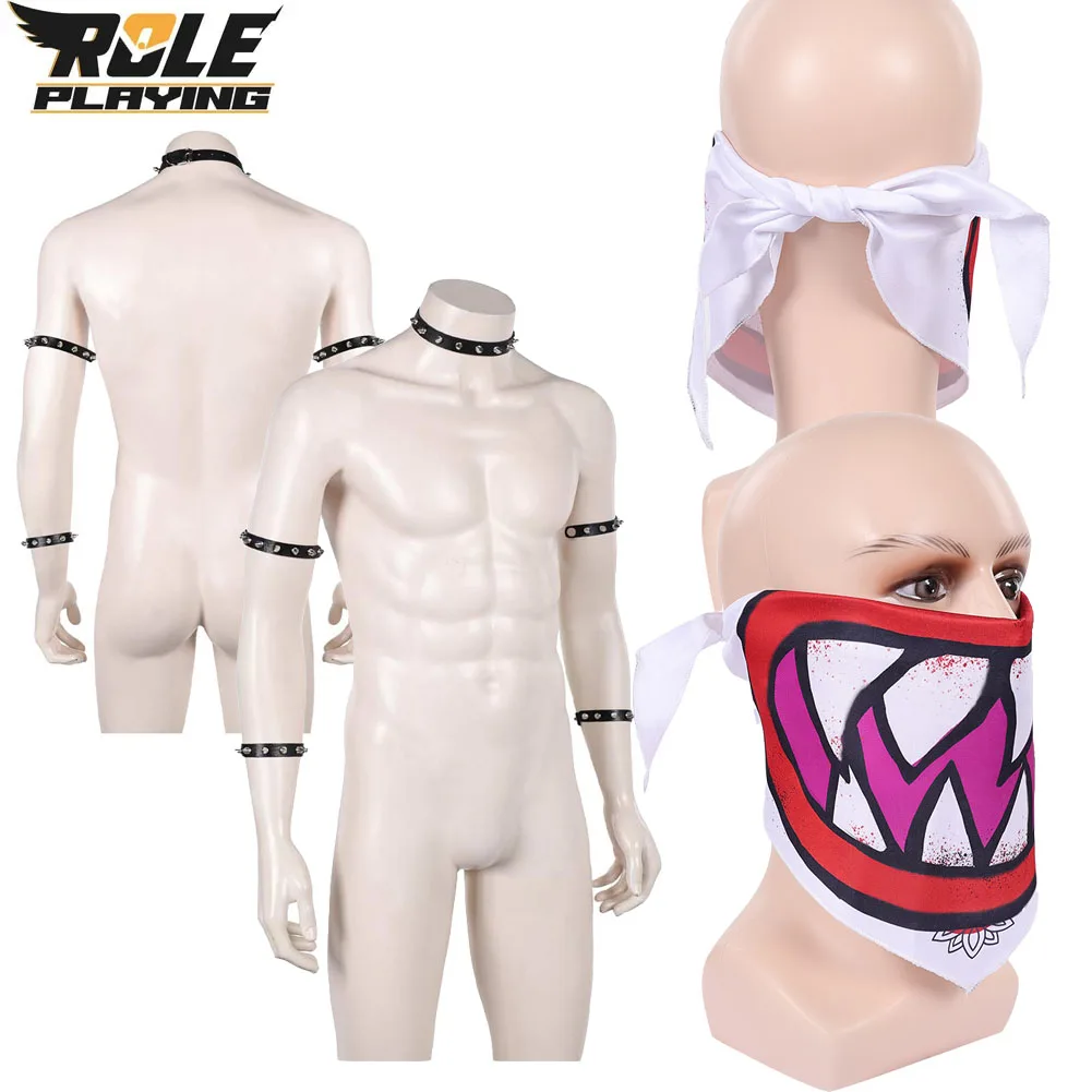 Bowser Cosplay Scarf Mask Bracelet Collar Movie Bros Costume Accessories Prop for Adult Men Fantasy Outfit Halloween Carnival