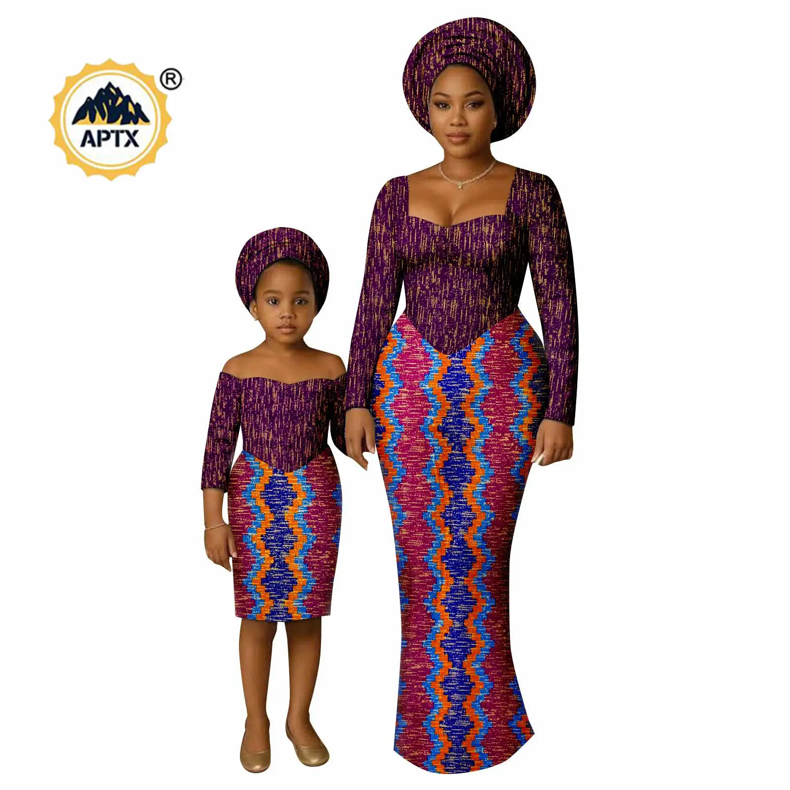 فساتين طويلة مطبوعة أفريقية للنساء ملابس عائلية Dashiki ملابس الزوجين فساتين الأم والبنت ملابس خارجية أنقرة 25F029