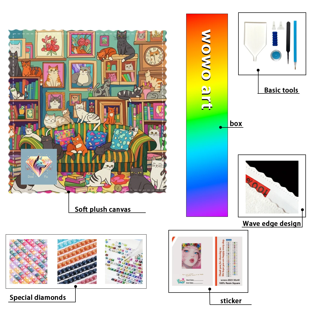 

【Piu Diamond Art】Hogar de gato Crystal AB Rhinestone FD Rhinestone Perfect Resin Diamond