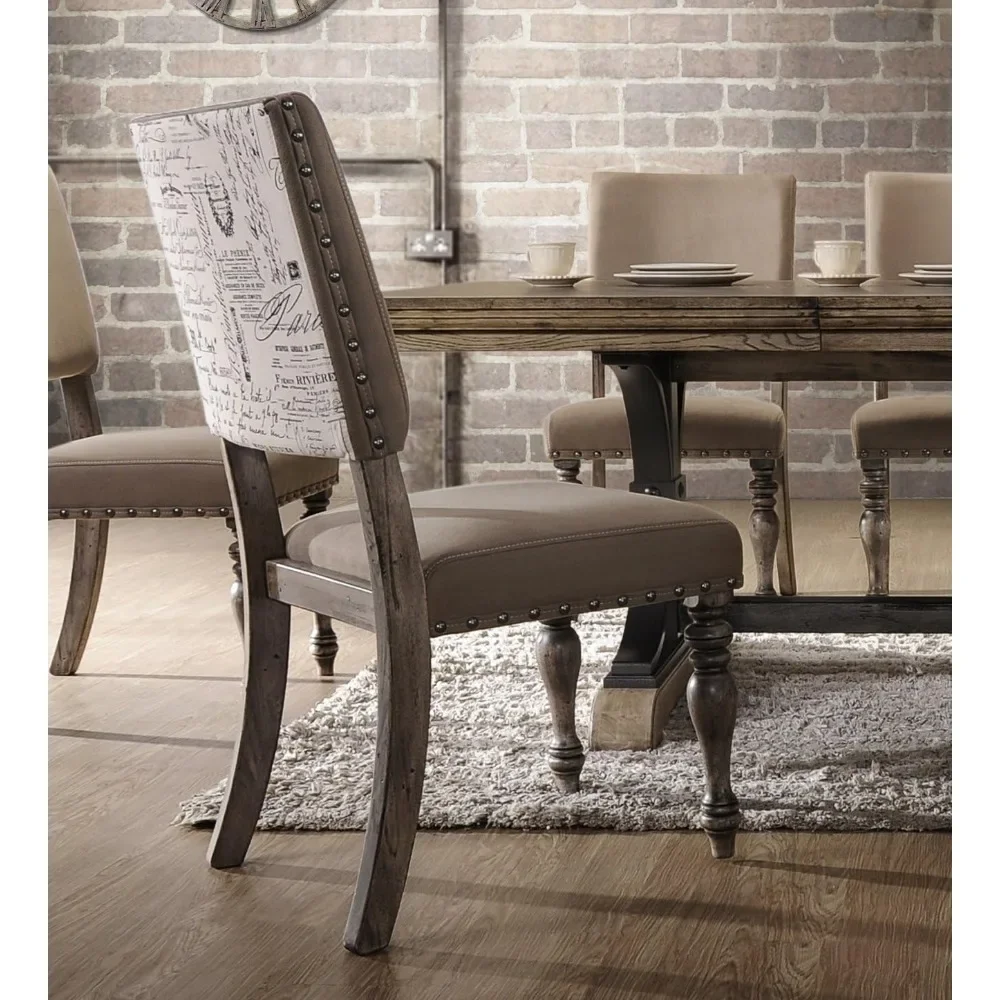 Birmingham Nailhead Mesa extensible de 7 piezas con sillas con cabezal de clavo Juego de comedor, Driftwood