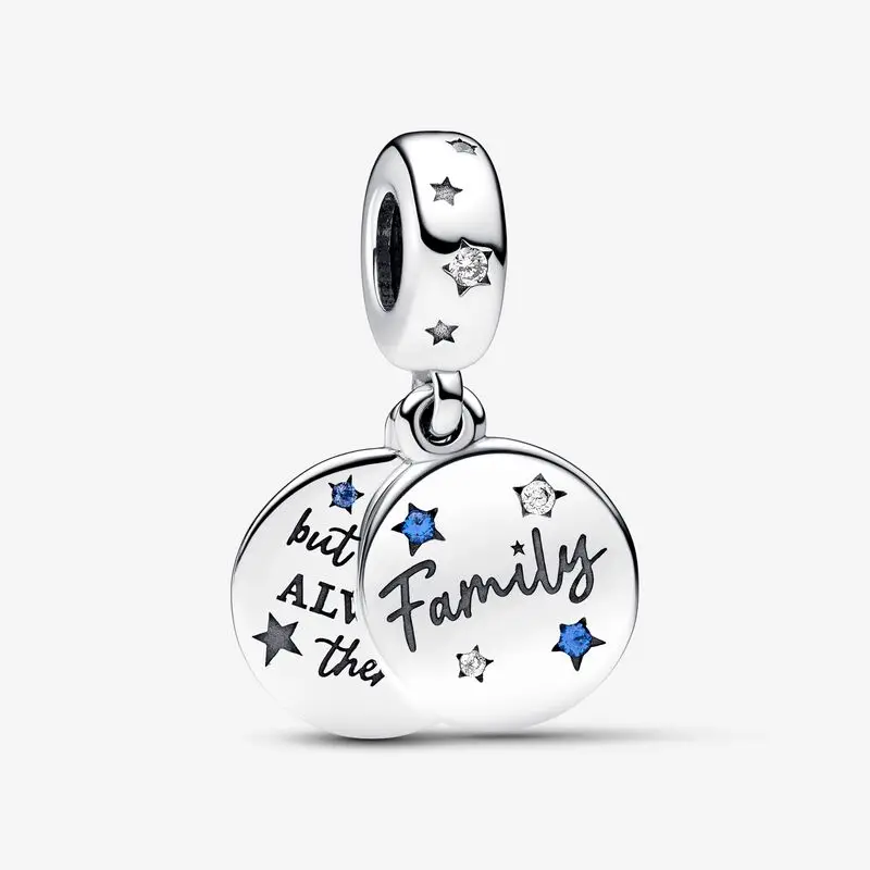 

2023 Authentic 925 Sterling Silver Family Love Double Dangle Charm beads Fits Pandora bracelets Jewelry Making