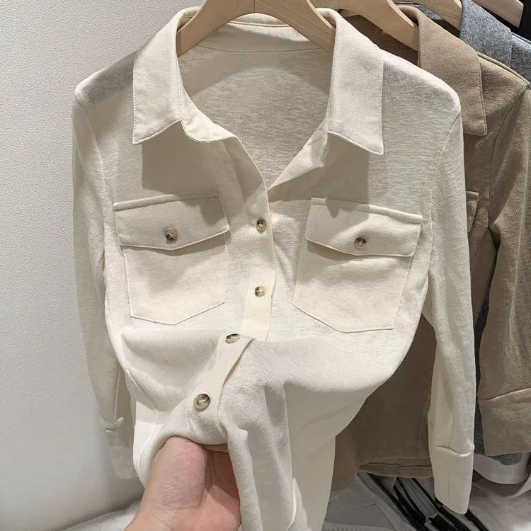 Casual ey Long Sve  Collar Jaet Women's Layering Outerwear Spring Autumn New Sle American INS Windbreaker irt