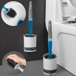 Detergent Refillable Toilet Brush Set Wall-Mounted with Holder Silicone TPR Brush for Corner Cleaning Tools Bathroom Accessories