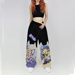 American Street Hip Hop Straight Graffiti Freizeit hose New Fashion Casual High Taille Taschen Jazz Dance Sport Hose mit weitem Bein