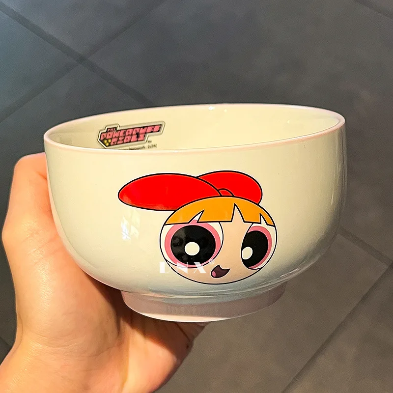 Buttercup Bubbles Blossom The Powerpuff Girls Cute Cartoon Ceramic Bowl Kawaii Periphery Soup Bowl Home Decor Room Decoration