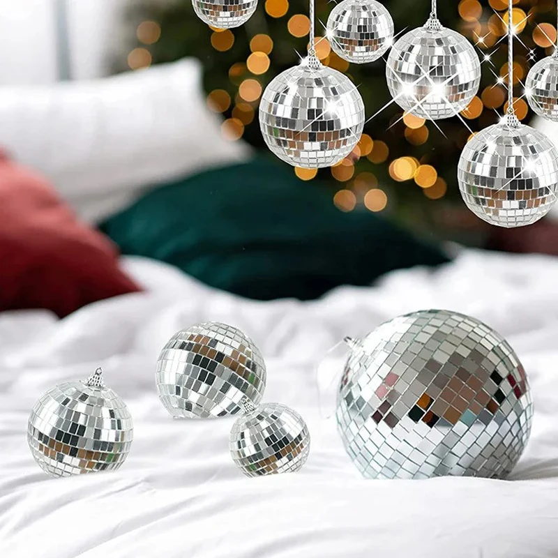 8/4cm Mirror Balls Party Shining Ball Mirror Christmas Laser Reflective Glass Ball Disco Tree Home Decoration Ornaments Faceted