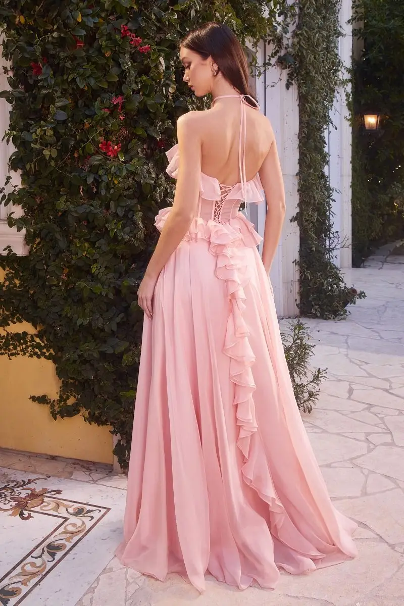 Luxury Sweetheart Strapless Evening Dresses Elegant Chiffon Stringy Selvedge Ruffles Backless Lace Up Prom Gowns Princess Dress