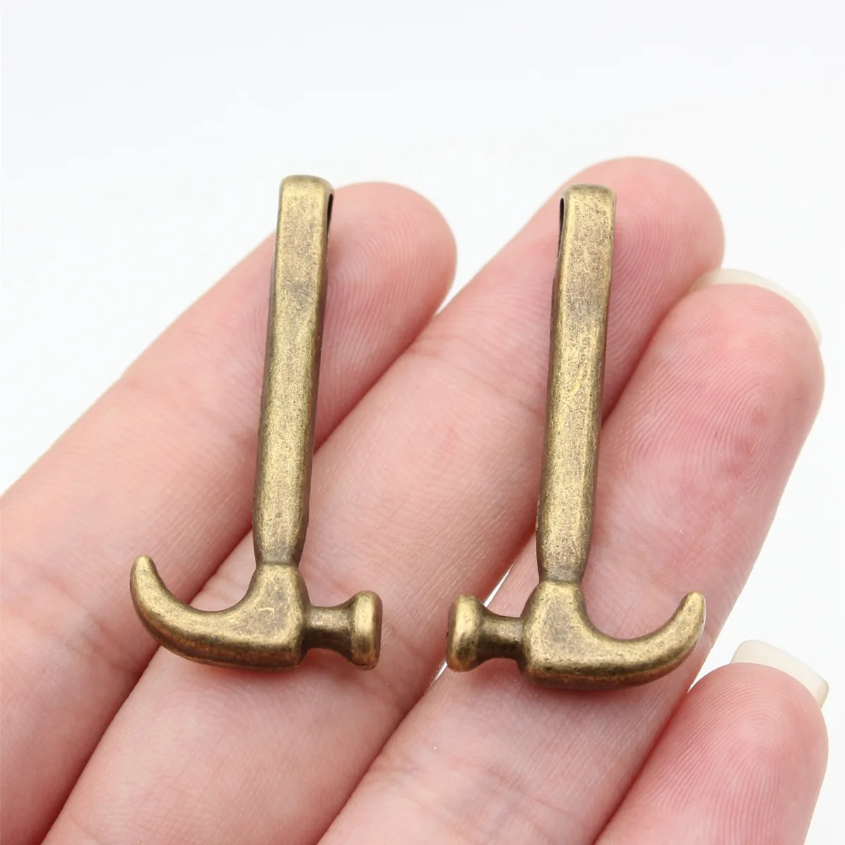 5pcs 40x19mm 2 Colors Antique Silver Color Antique Bronze Color Hammer Charms Handmade Jewelry Making Accessories
