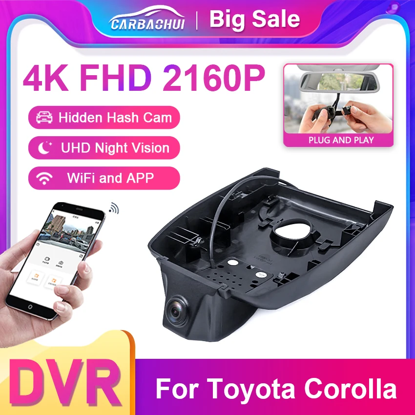 Dla Toyota Corolla Altis E210 12-го generacji 4K HD Kamera samochodowa Rejestrator Kamera samochodowa WIFI Rejestrator samochodowy Urządzenia rejestracyjne Akcesoria