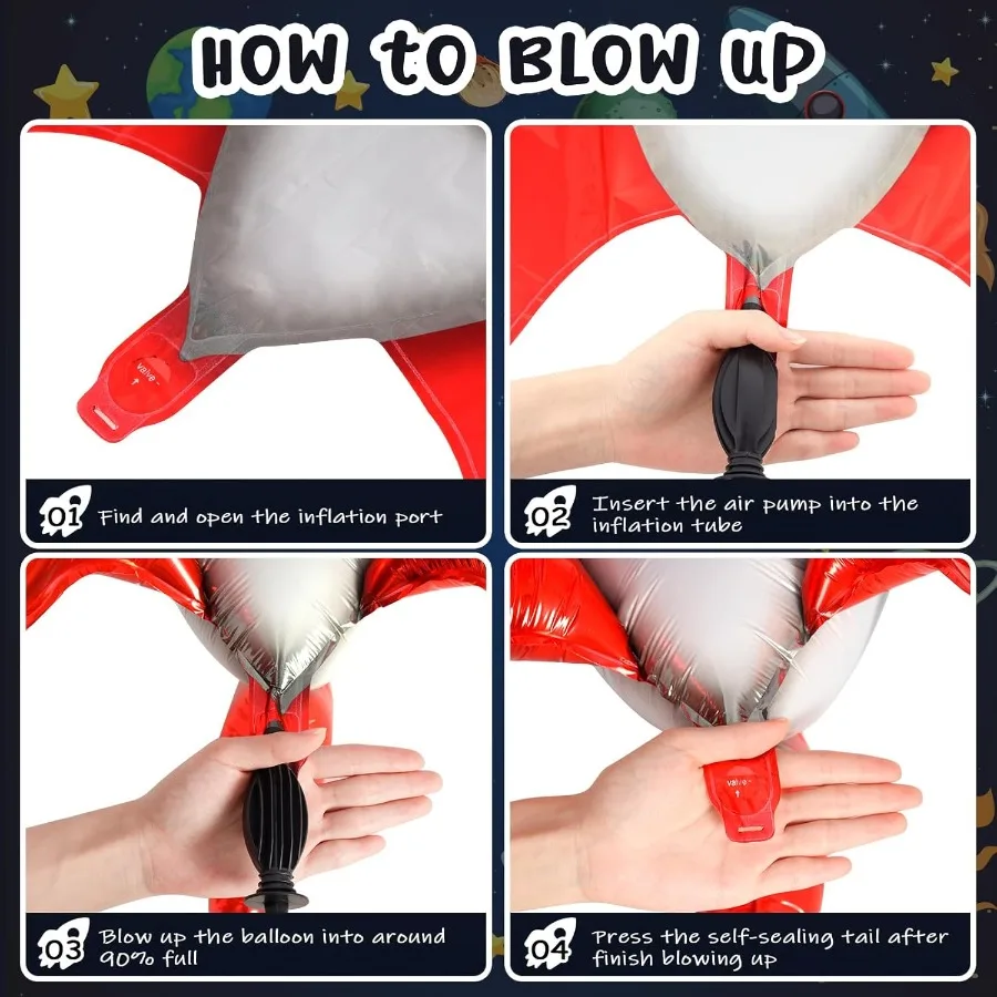 2 قطعة بالونات الصواريخ الكبيرة ل 33 بوصة سفينة صاروخ بالون الفضاء احباط مايلر بالونات لاستحمام الطفل Univee الفضاء موضوع الميلاد #6