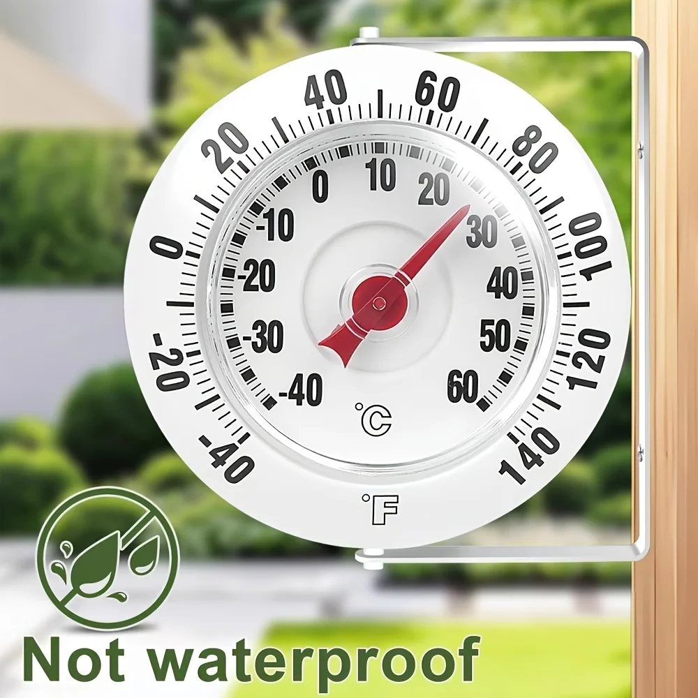 KT Thermo  5-Inch Garden Thermometer Featuring a Wall-Mounted Bracket, with Large Black Numbers for Easy Reading