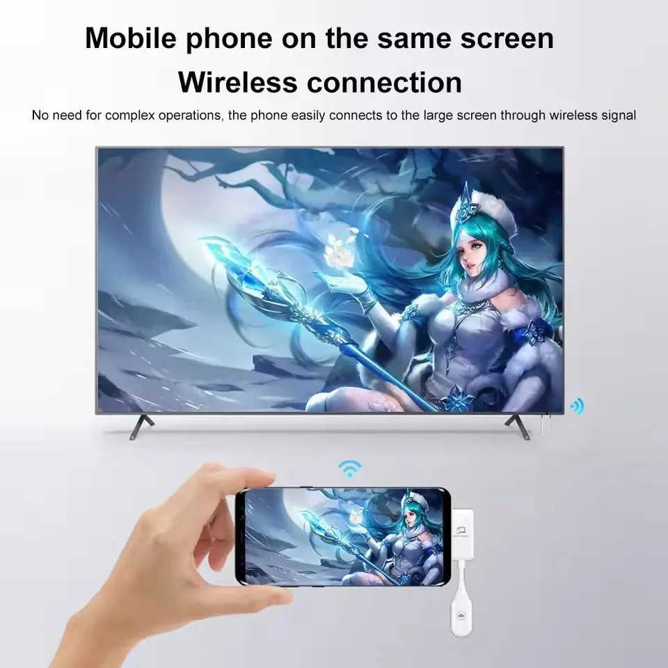 

Беспроводной HDMI-передатчик-приемник Type-C для iPhone 15/16, телефонов, ноутбуков, ПК, подключения к телевизору и проектору