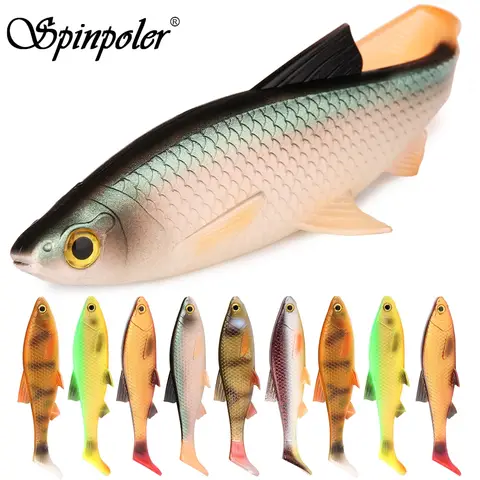 เหยื่อปลอมแบบนิ่ม Spinpole 3D รูปทรง Shad หางรูปใบพัด สำหรับตกปลา Pike, Trout, Bass, Perch ในน้ำจืดและน้ำเค็ม