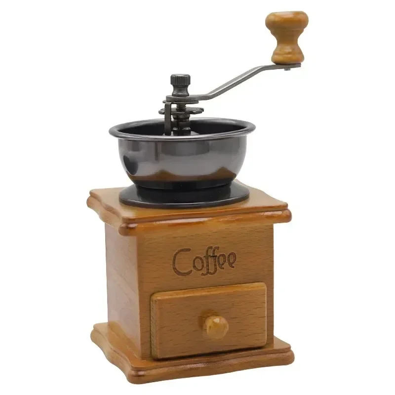 Hand Operated Coffee Grinder Solid Wood Vintage Classic Coffee Bean Grinder Ceramic Core Adjustable Grinder