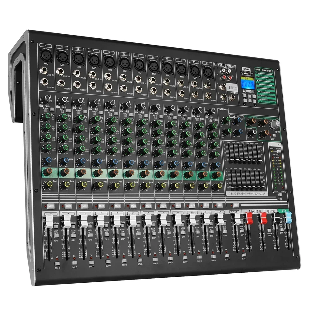 

Biner DX12C Hot Selling Built-in 16 Types of Digital Effects Mixing Console for Stage Wedding professional audio mixer