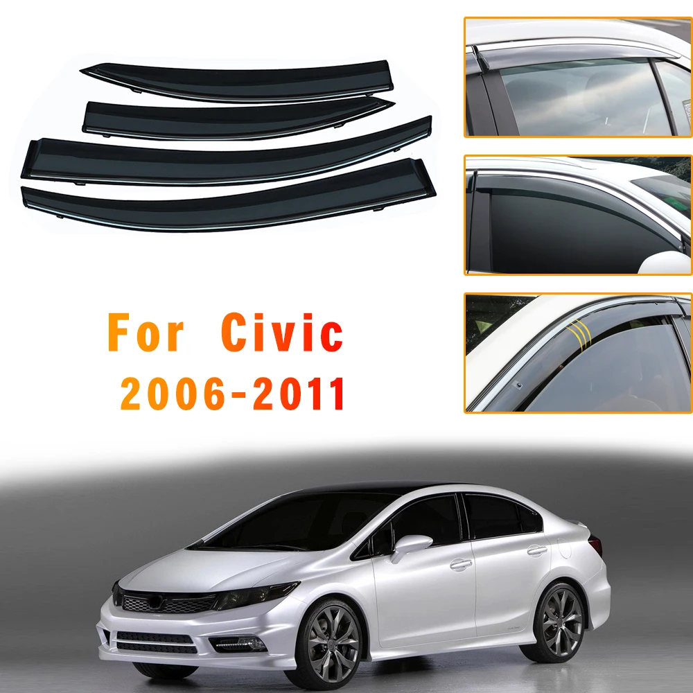 Window Weather Shield Deflector Guard For Honda Civic Sedan 2006 2007 2008-2011 Auto Accessories Car Styling Sun Rain Visor