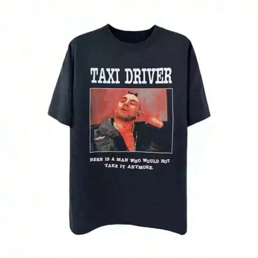 Vintage Taxi Driver T-Shirt with Short Sleeves and Screen Print High-Quality Luxury Brand Movie Tee