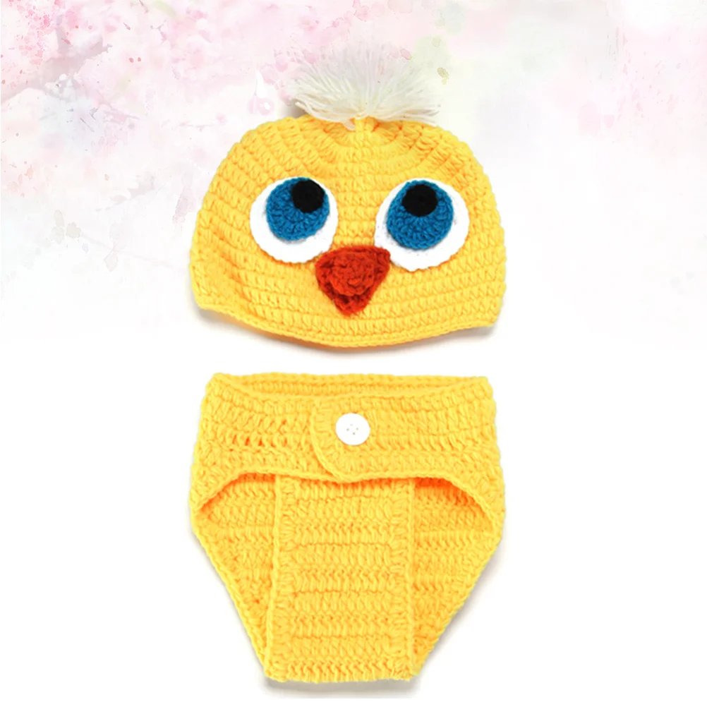 

Baby Knitted Yellow Chicken Costume Newborn Clothes Infant Photography Props Baby Photo Props Newborn Photography Outfit