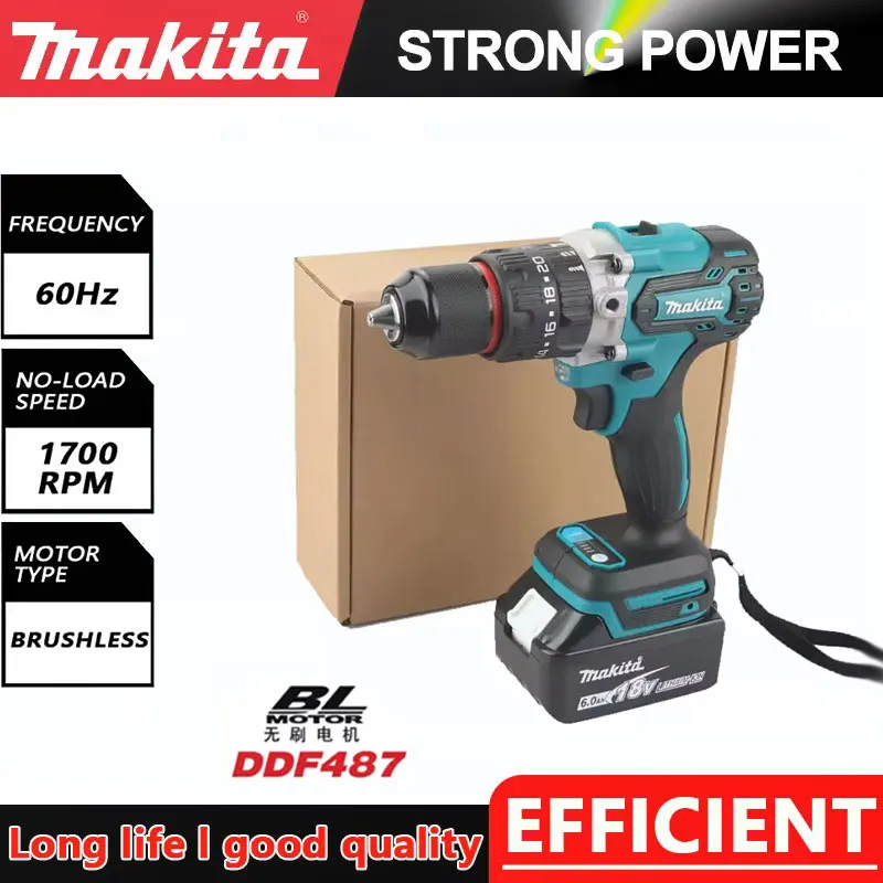 

Original Makita DDF487 cordless drill brushless electric impact screwdriver 18V charging power tool