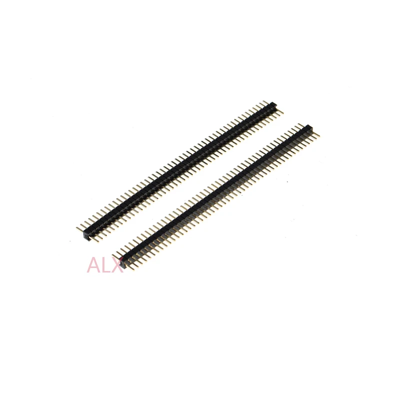 

10pcs 1x40 Pin Gold Plated Single Row Male 1.27mm Pitch Pin Header Connector Strip 1x40pin 1*40 40p 40pin Black For Pcb Board