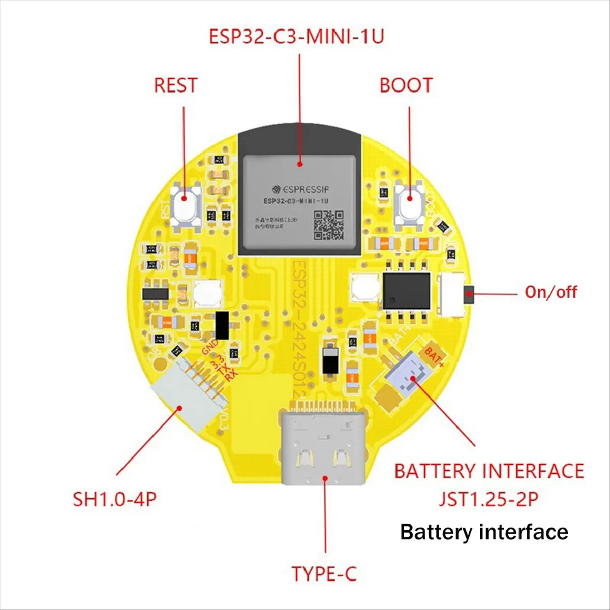 [ABDH] 3X ESP32-C3 Development Board 1.28 Inch Round LCD Display Touch Screen with Wifi Bluetooth Module