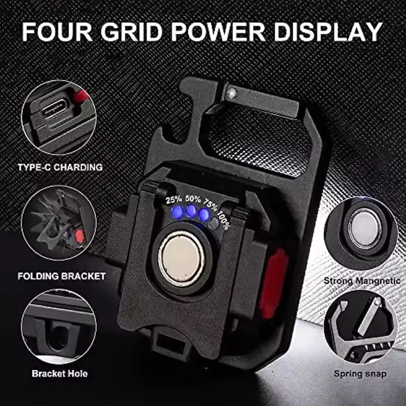 Mini Keychain Flashlight Light COB Work Light USB Rechargeable Lamp Side Lights Super Bright Portable Lanterns