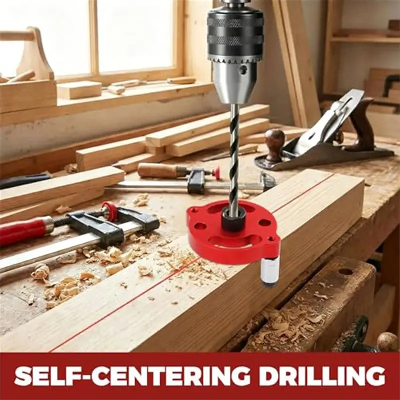 A02F-Dowel Drill, Adjustable Self Centering Doweling Jig Kit With 2/3/4/5/6/7/8/9/10 Mm Drill Bushes & 6/8/10 Mm Doweling Jig