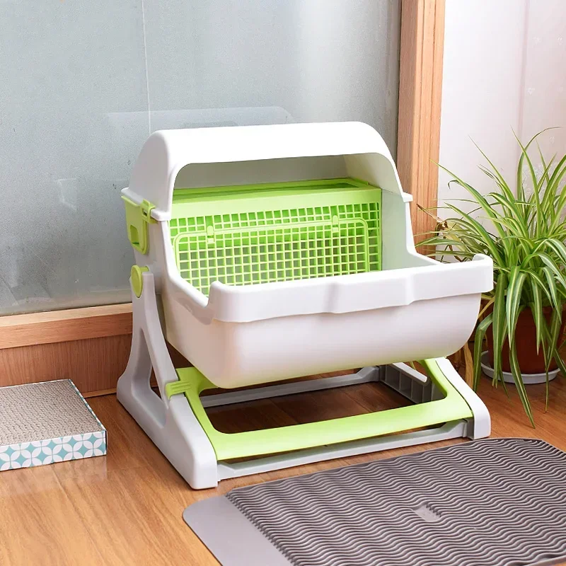 New Small Large Cat Litter Basin, Semi-closed Easy To Clean Splash-proof, Tipping Bucket, Filter, Net Cat Toilet, Cat Supplies