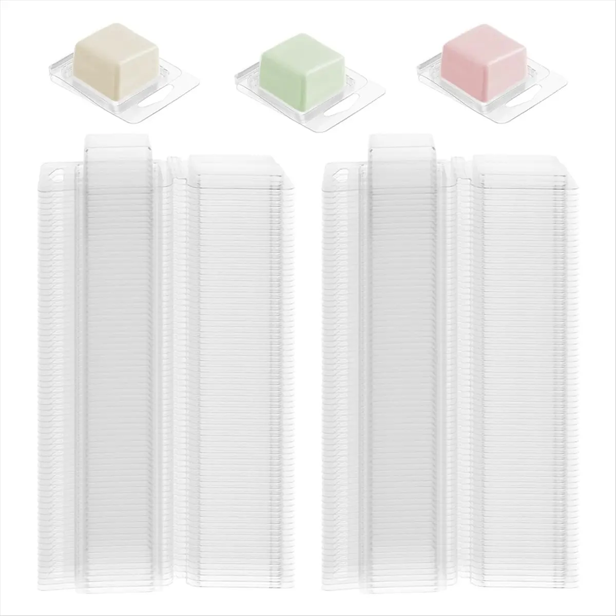 A75K 100 Pack Wax Investment Molded Plastic Wax ClamShell Container Mold Candle Mold for DIY Soap Making