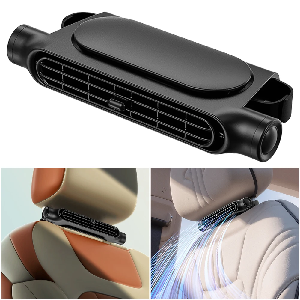 Car Cooling Fan Rechargeable Car Neck Cooler 3 Speeds Cooling Backseat Fan Summer Accessories for Sedan SUS RV Truck
